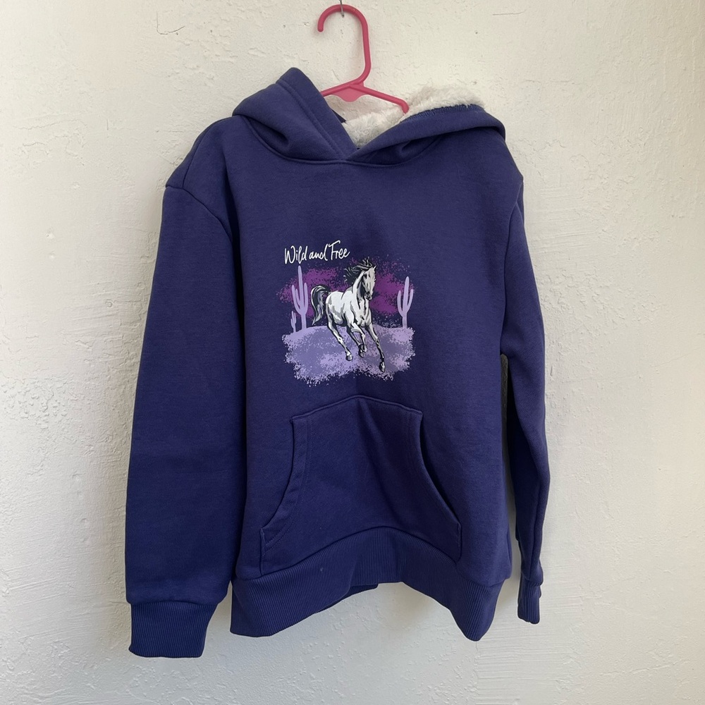 Bass Pro Shops Kids Hoodie in Deep Purple with Horse Graphic